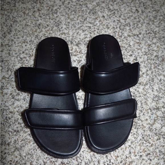 Open Edit Finley Slide Black Sandals - Picture 1 of 5